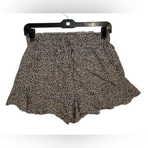 Allie Rose Leopard Print Ruffle Shorts Black Tan Women’s Size Small Chic Trendy